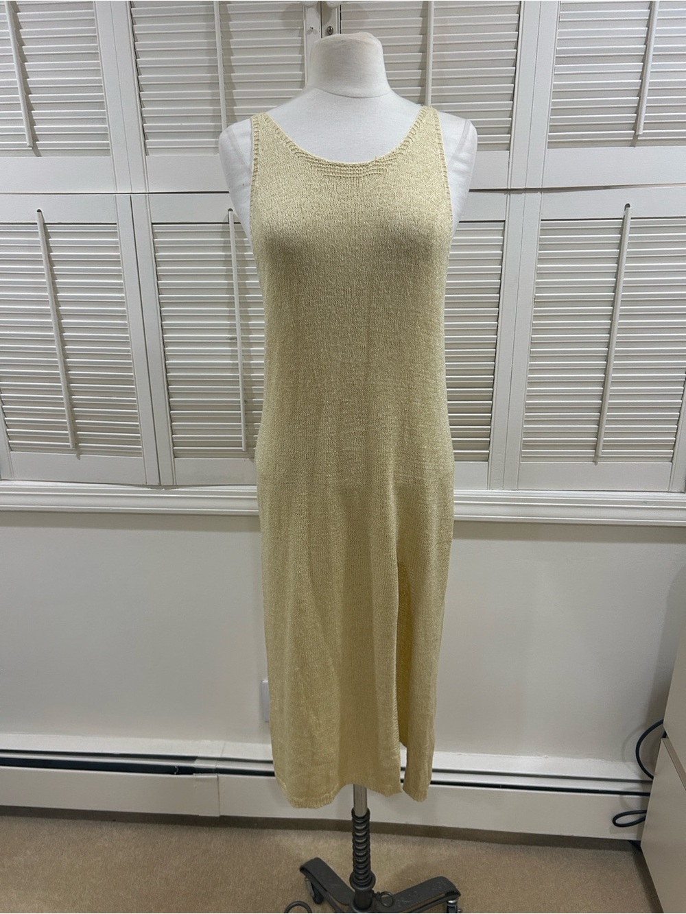 Light Yellow Knit Tank Dress - Women